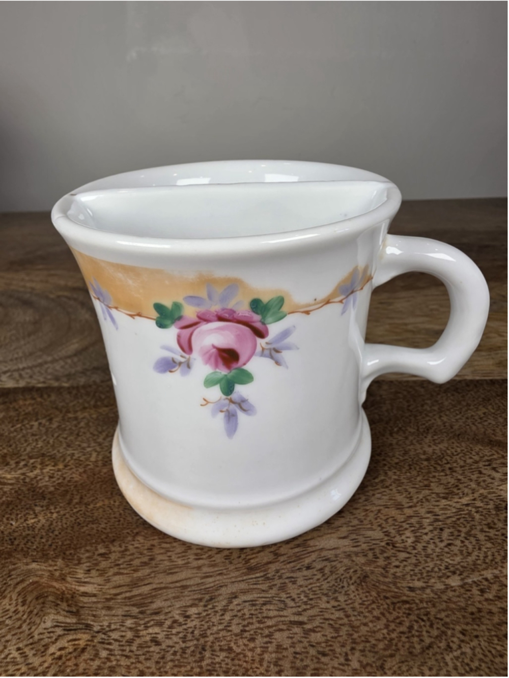 Antique Excelsior Shaving Mug Scuttle Floral Rose Porcelain 1870 Patent Victoria